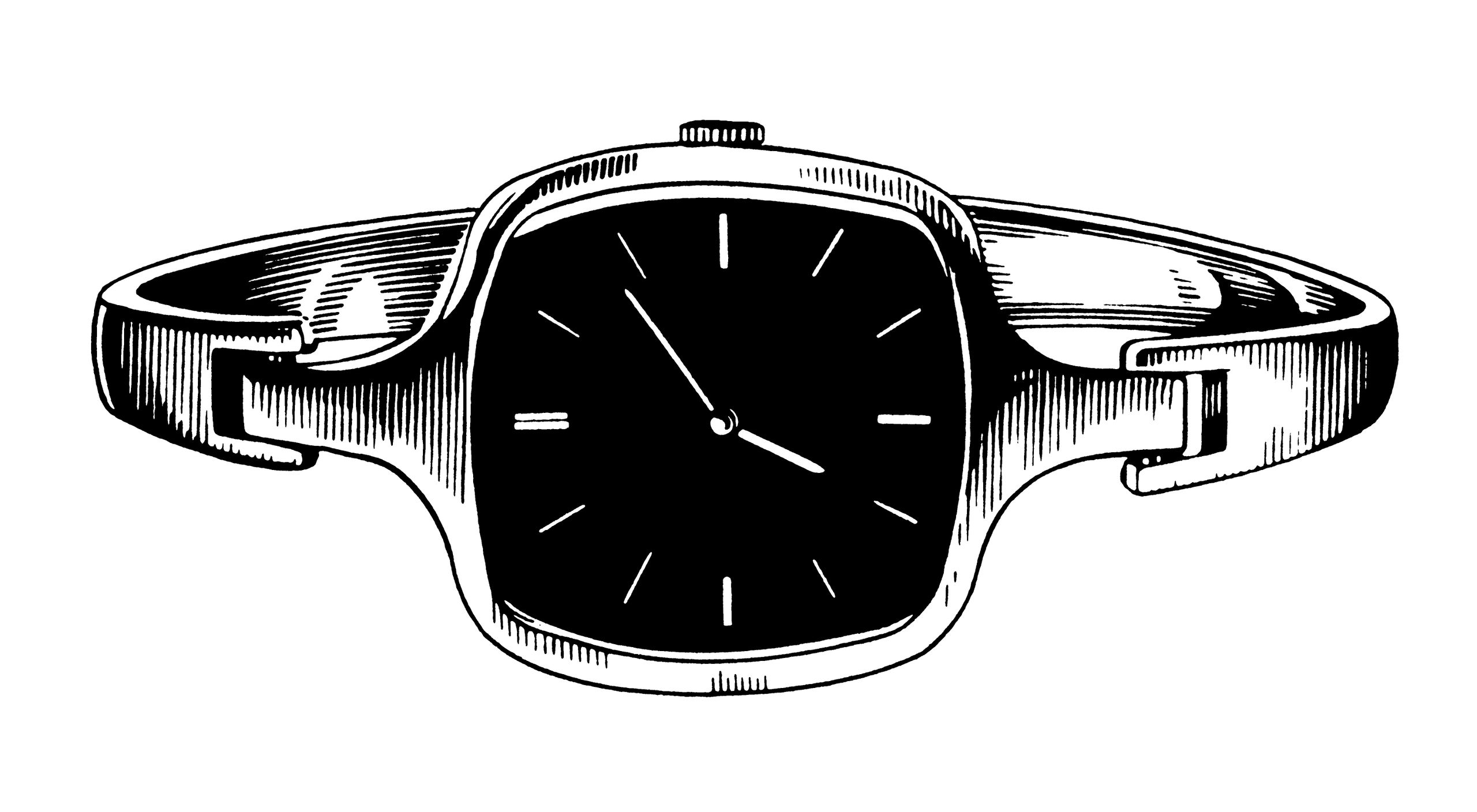 Sketch-style wristwatch illustration without a ring
